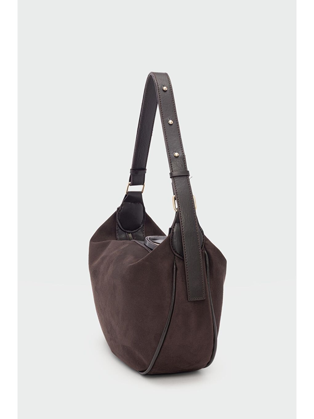 Kahverengi Poppin Süet Omuz Çantası Kahve-2