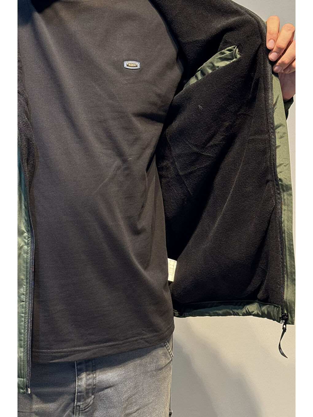 Erkek Kapüşonlu Cep Detaylı İçi Polar Kışlık Mont 2540 Haki-3