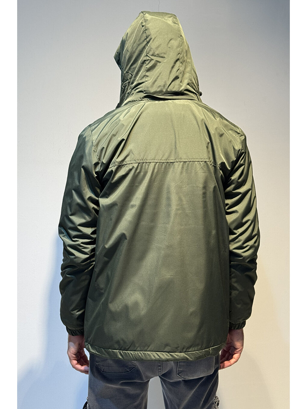 Erkek Kapüşonlu Cep Detaylı İçi Polar Kışlık Mont 2540 Haki-4