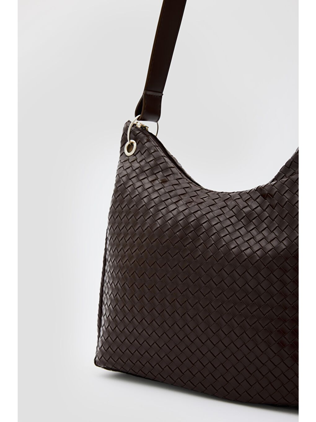 Kahverengi Valerie Örgülü Omuz Çantası Kahve-5