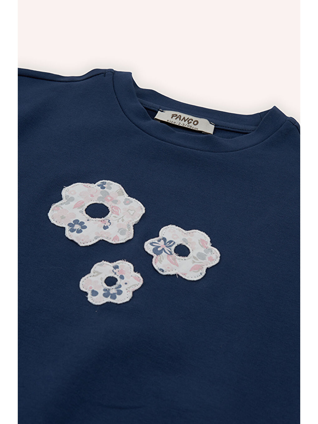 Kız Çocuk Çiçek Aplike Detaylı Sweatshirt Lacivert-2