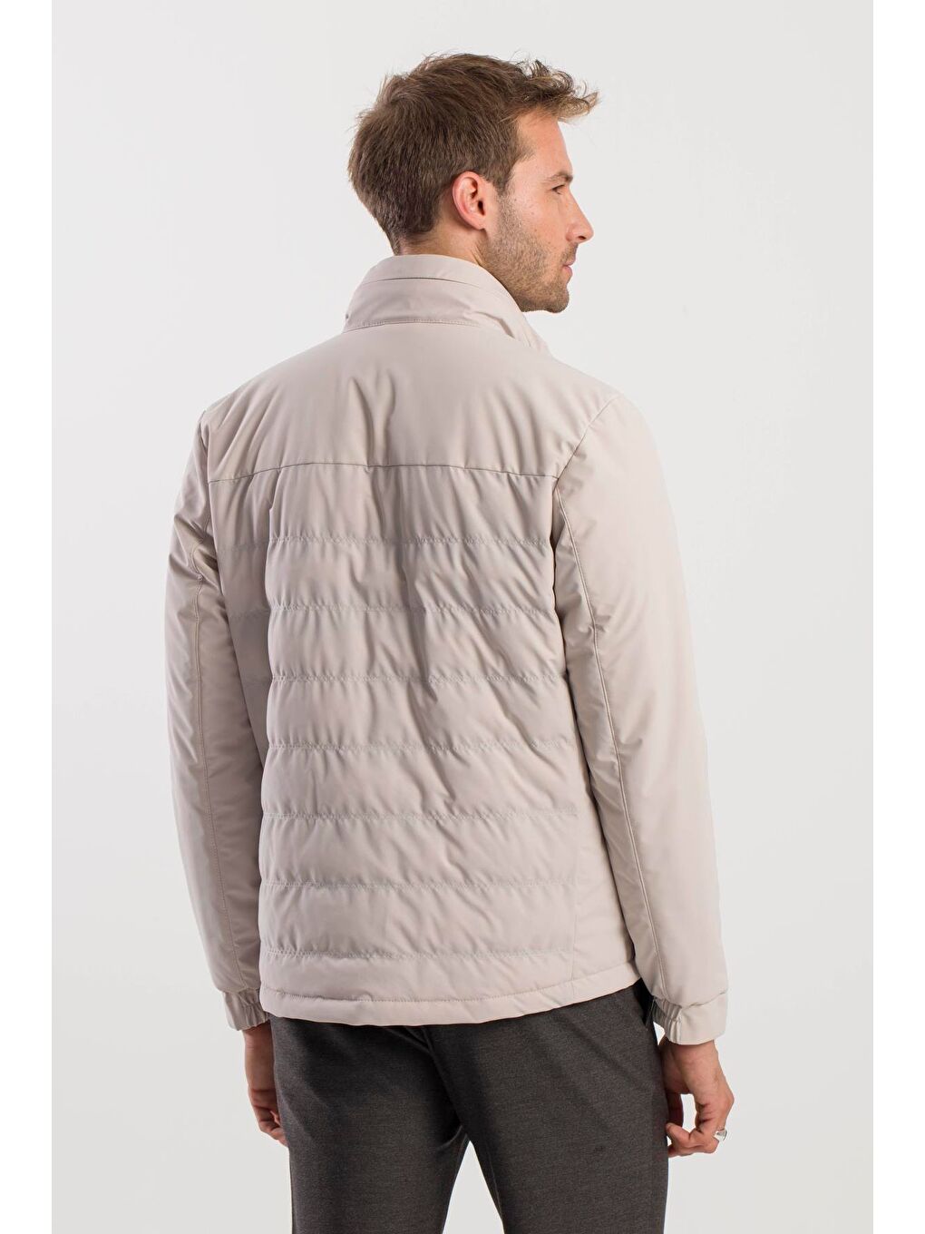 Bej Taş Comfort Fit Dik Yaka Spor Mont-3