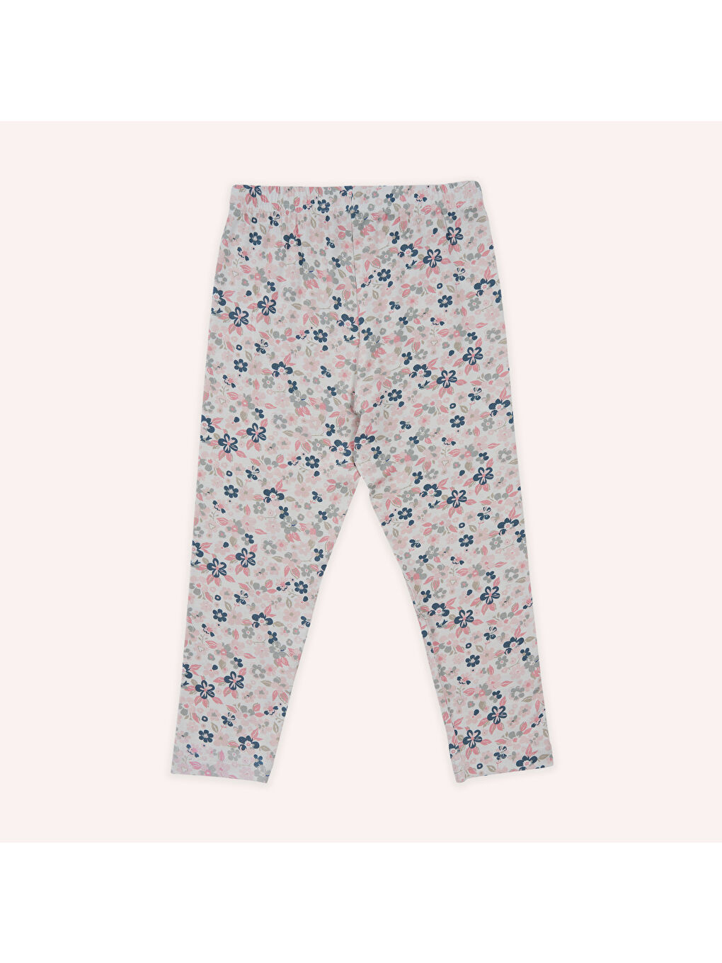 Kız Çocuk Çiçek Desenli Tayt Beyaz-1