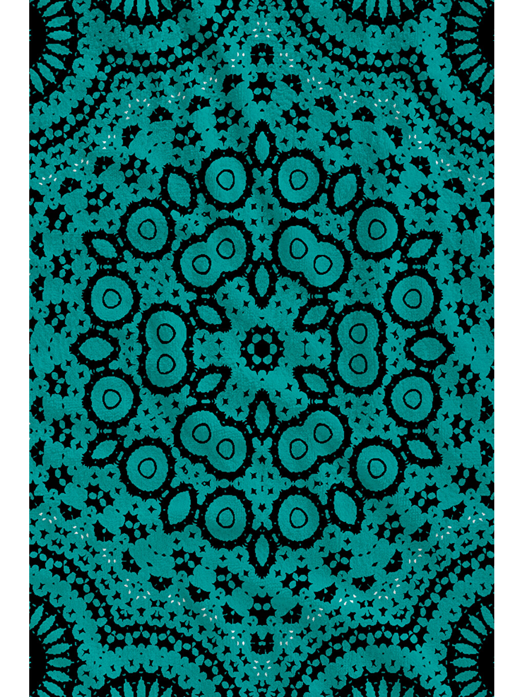 Turkuaz Siyah Mandala Desenli 70x150 Cm Dijital Baskılı Plaj Ve Banyo Havlusu-1