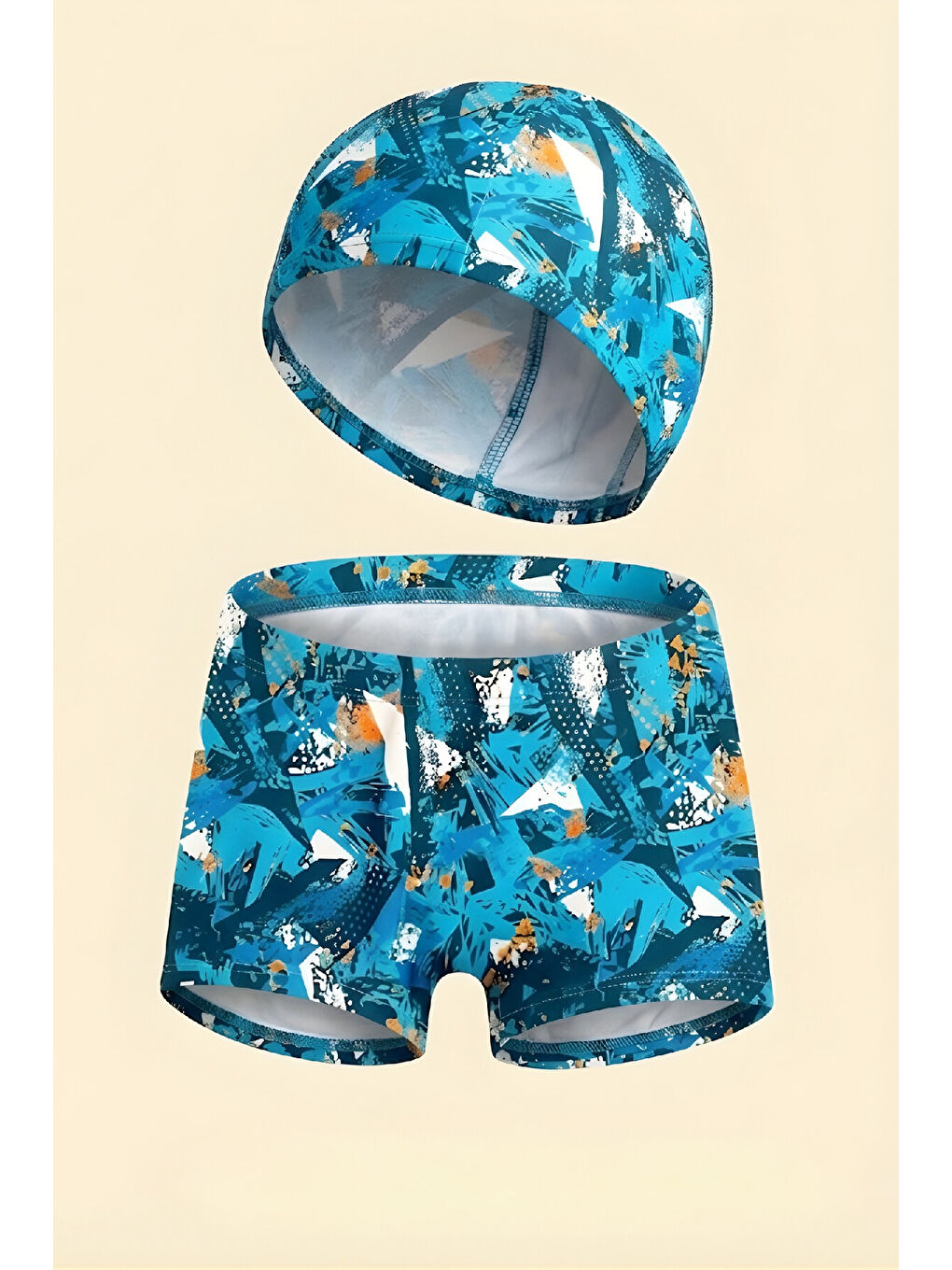 Turkuaz Erkek Çocuk Şortlu Ve Boneli Mayo Takımı (Şort+Bone) 2-7 Yaş 12595B