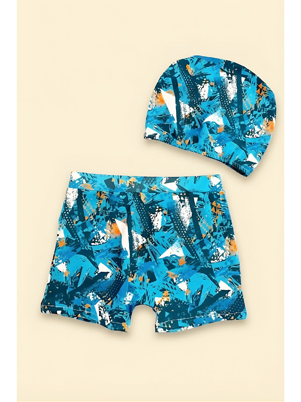 Turkuaz Erkek Çocuk Şortlu Ve Boneli Mayo Takımı (Şort+Bone) 2-7 Yaş 12595B-1