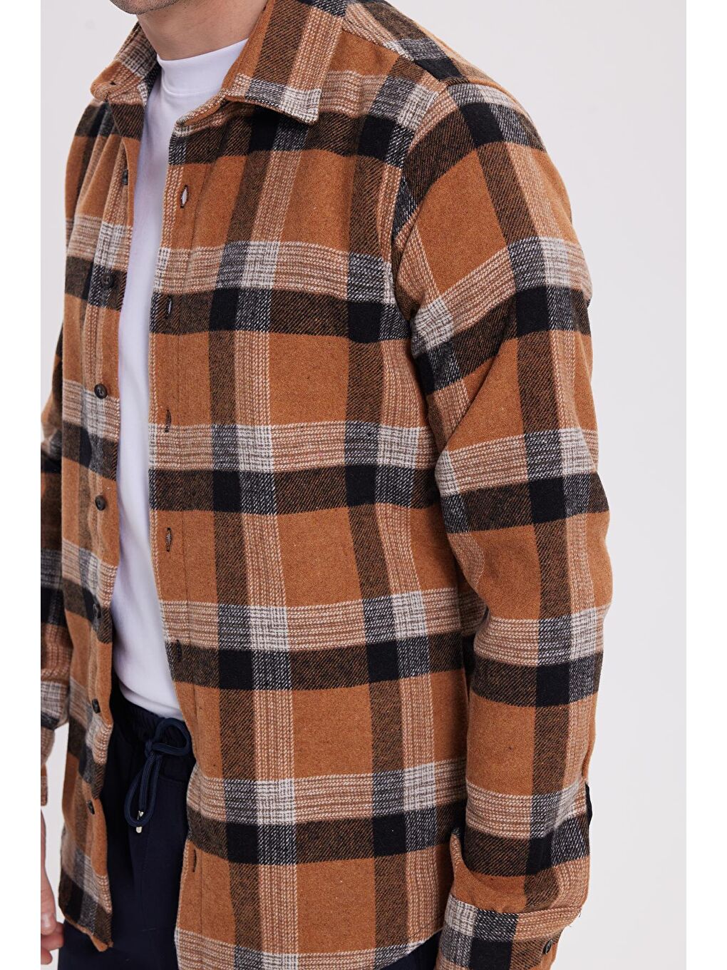 Karışık Erkek Slim Fit Dar Kesim Kareli Kışlık Oduncu Gömlek-2