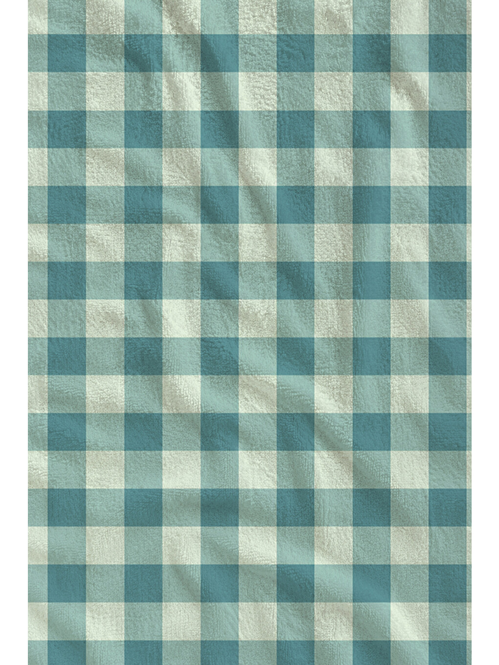 Pastel Mint Yeşili Ekose Desenli 70x150 Plaj Havlusu - Dijital Baskılı Solmaz Banyo Havlusu-1