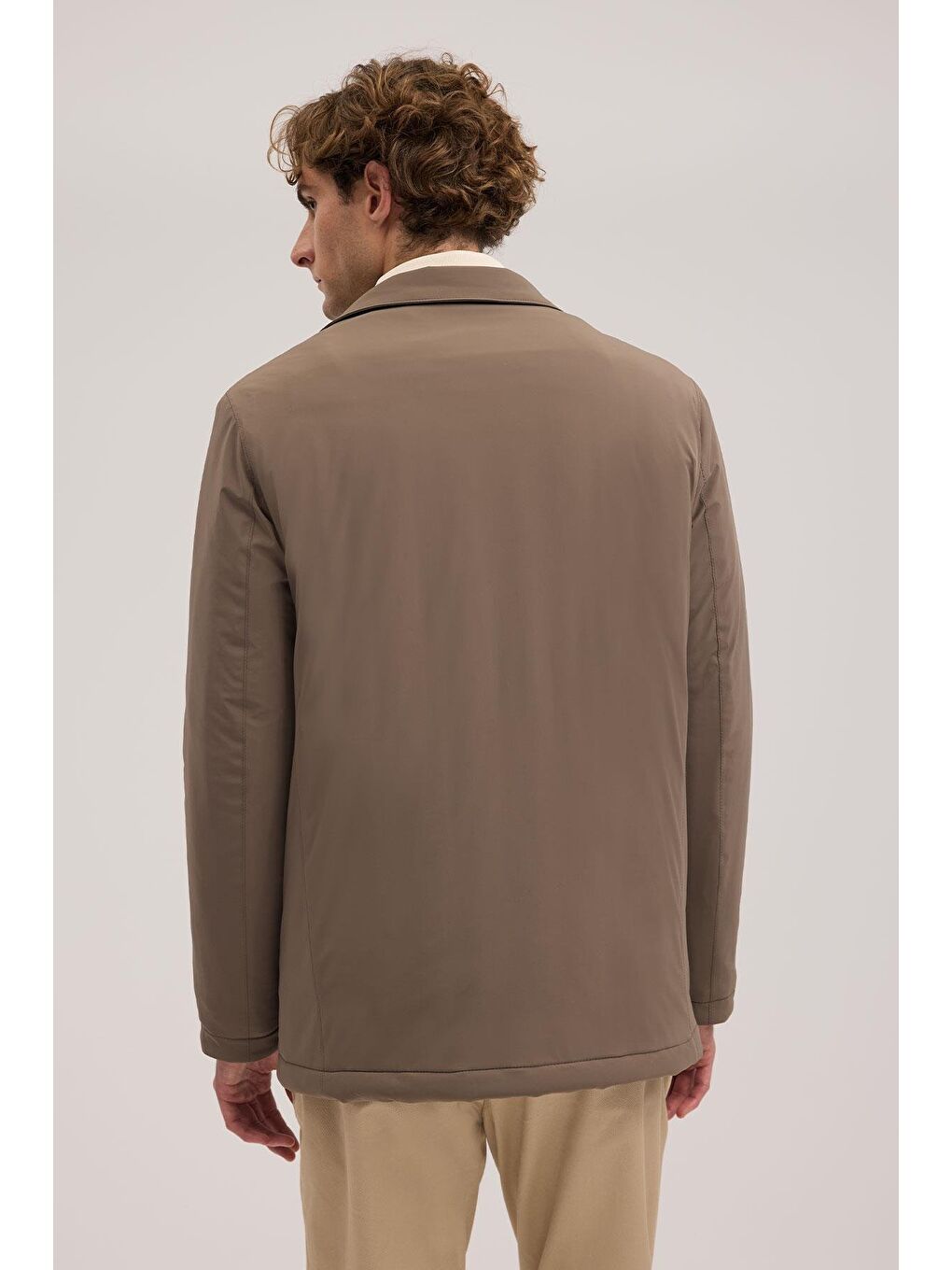 Bej Comfort Fit Bebe Yaka Fermuarlı Mont-3