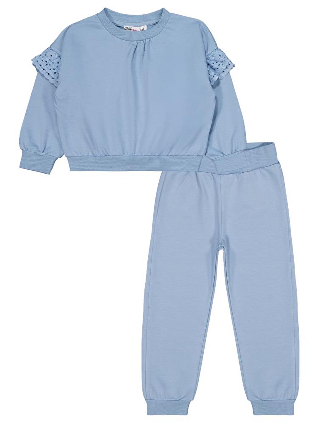 Girls Kolu Fırfırlı 2-5 Yaş Eşofman Takımı - Mavi 3-4 Yaş