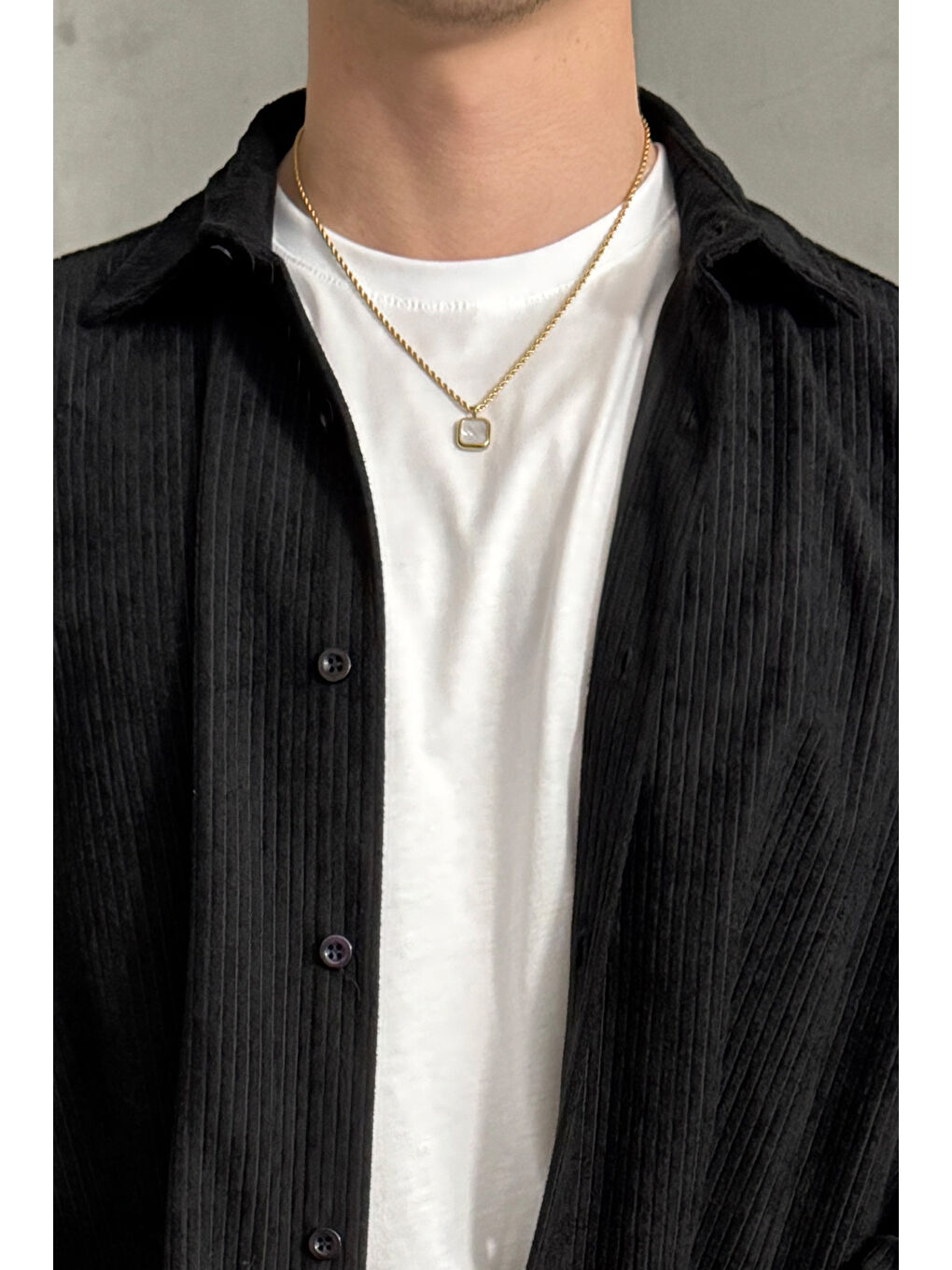 Sarı Erkek Minimal Tasarım Kolye-1