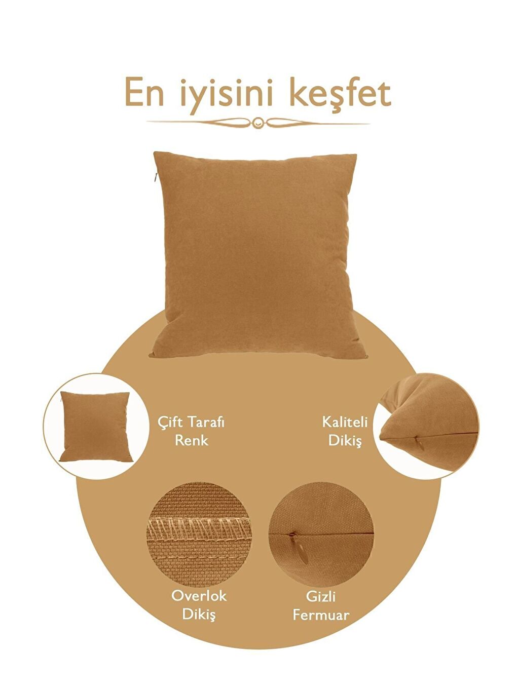 ASDIVA Sari Kırlent Kılıfı Dekoratif Sade Panoroma 357 - 6