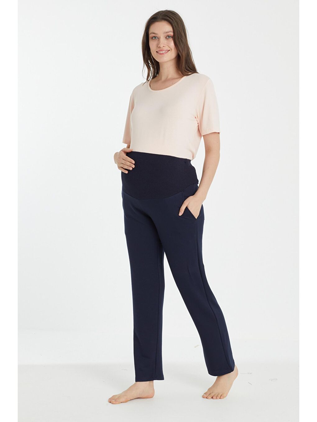 Lacivert Mom Fit Hamile & Lohusa Eşofman Altı