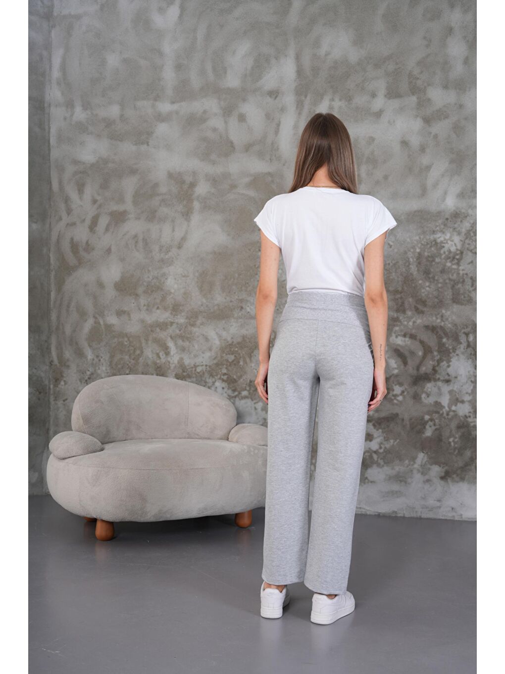 Gri Mom Fit Hamile & Lohusa Eşofman Altı-3