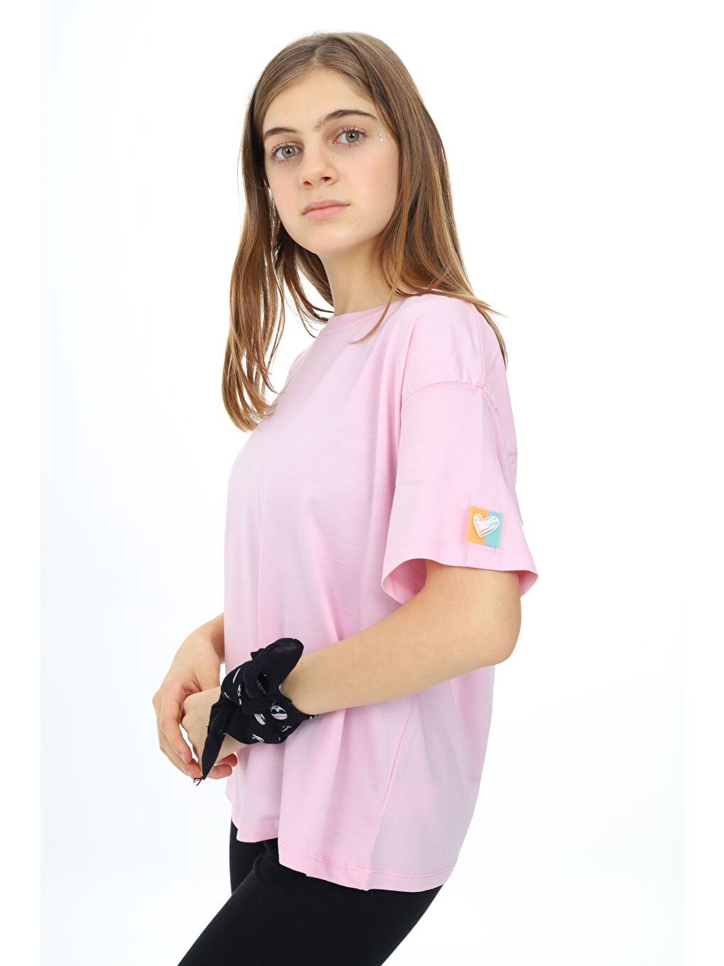 Pengai Toz Pembe Kısa Kollu Basic Kız Çocuk T-shirt 17775 - 1