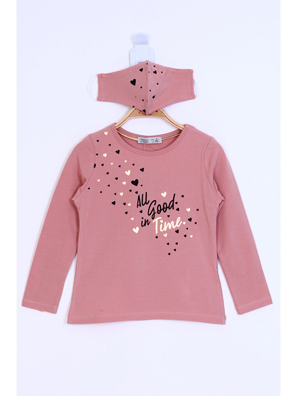 Pembe Kız Çocuk All Good In Time Baskılı Tişört