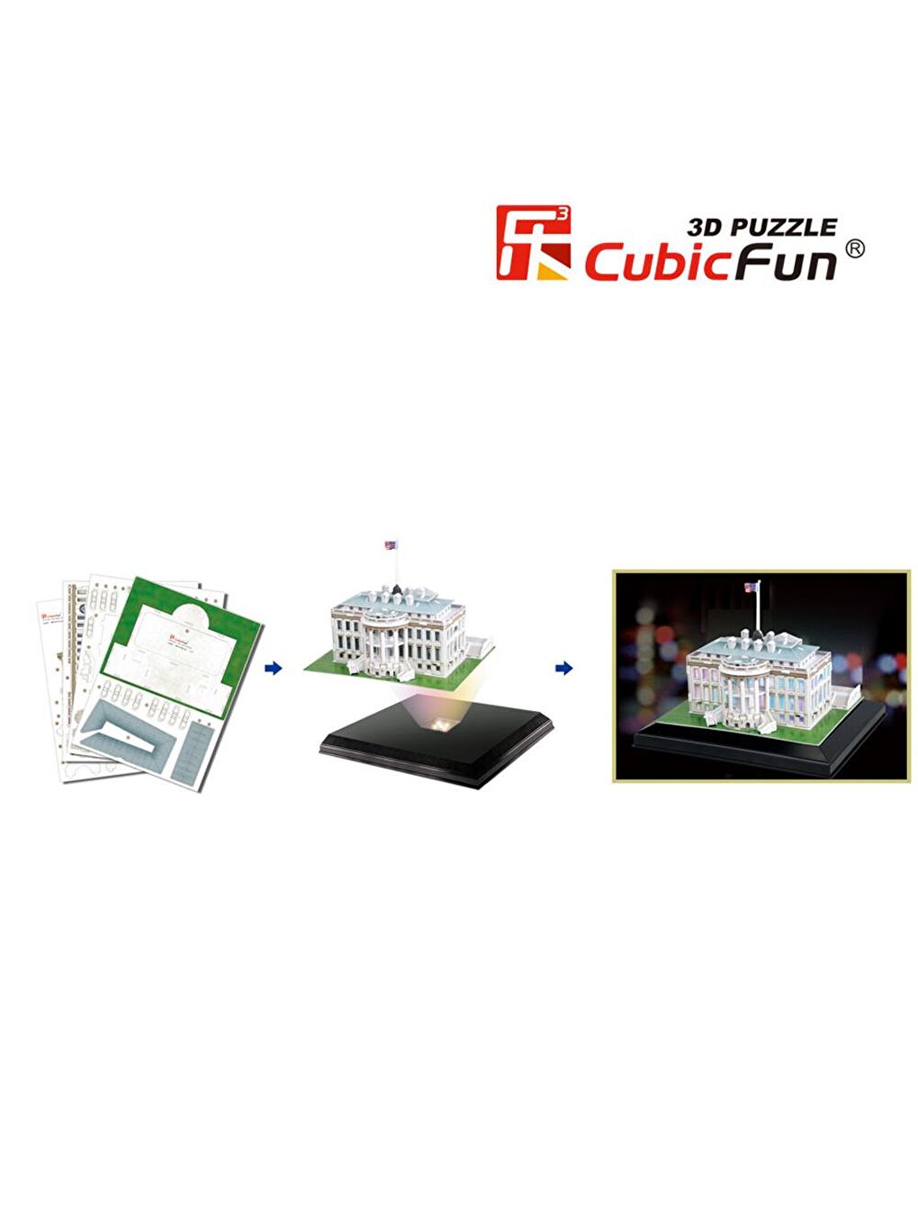 Cubic Fun Karışık 3D 56 Parça Led Puzzle Beyaz Saray - ABD - 2