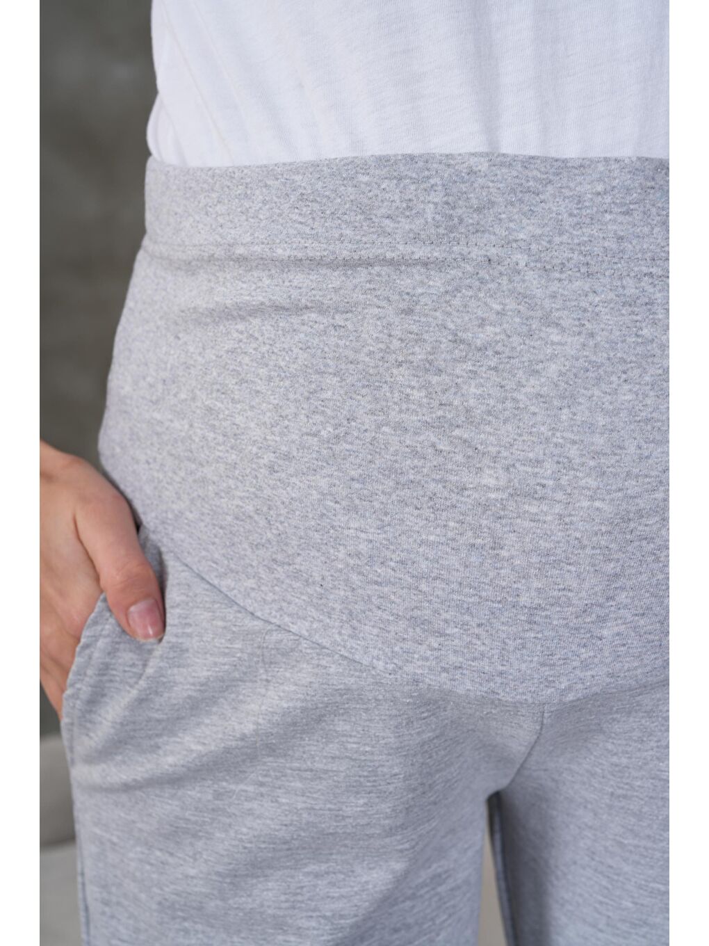 Gri Mom Fit Hamile & Lohusa Eşofman Altı-4