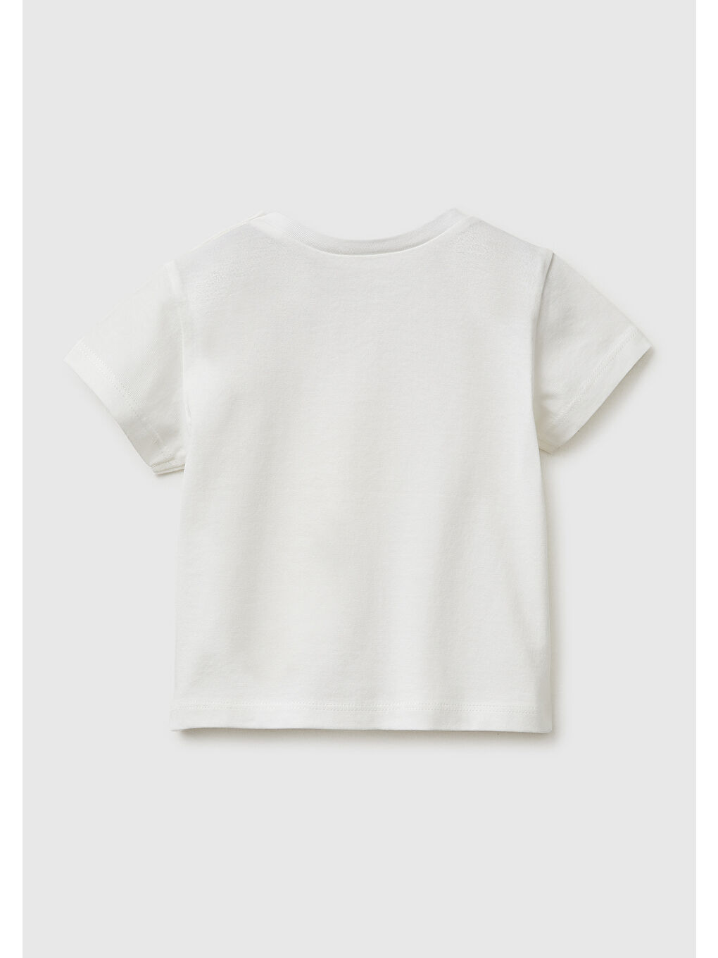 Bebek Beyaz Omzu Gizli Çıtçıtlı Baskılı Kısa Kollu T-Shirt-1