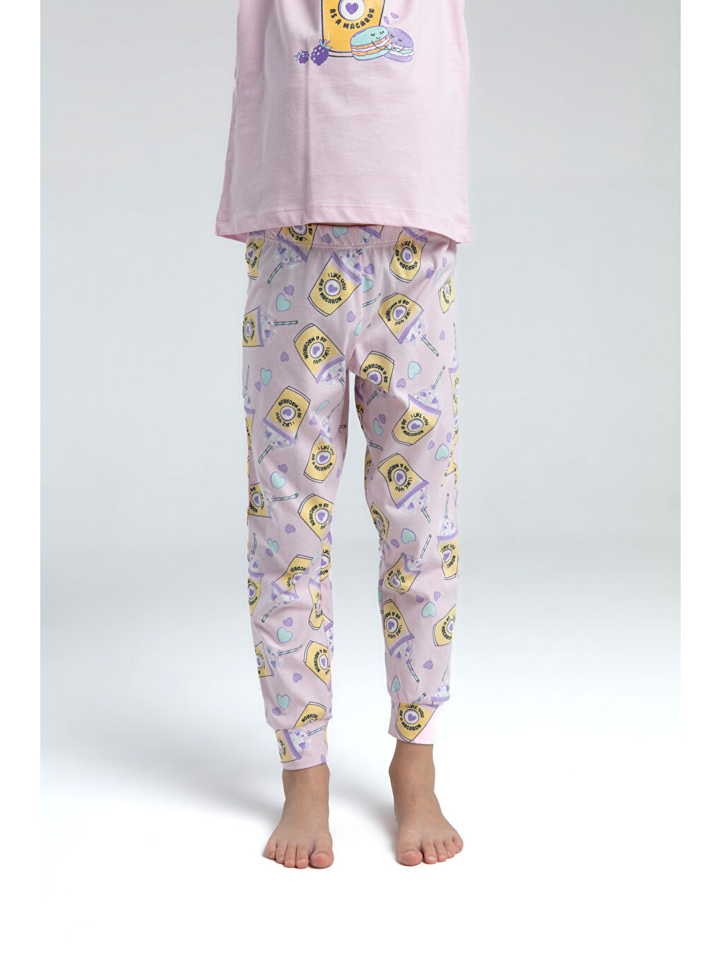 Pembe Kız Çocuk Komple Baskılı Pijama Takım-2