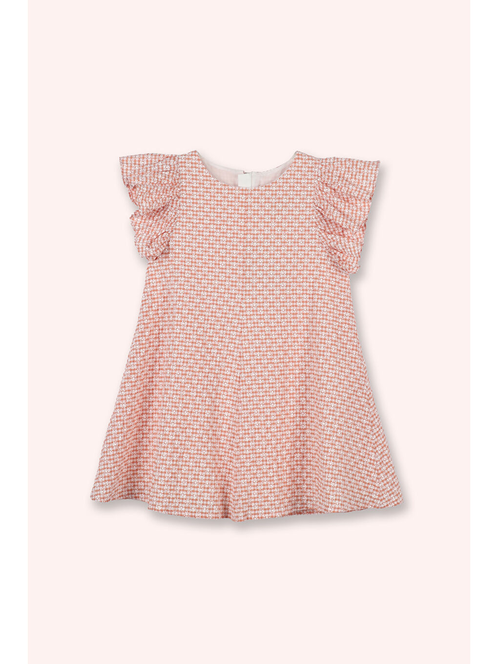 Pembe Kız Çocuk Çiçek Desenli Elbise Somon