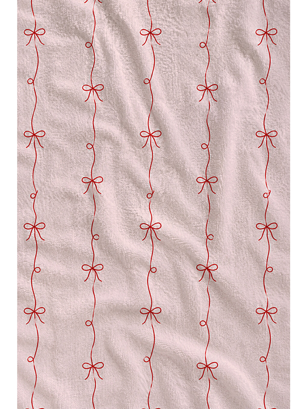 Romantik Pembe Çizgili Mini Kurdele Desenli 70x150 Plaj Havlusu - Dijital Baskılı Banyo Havlusu-1