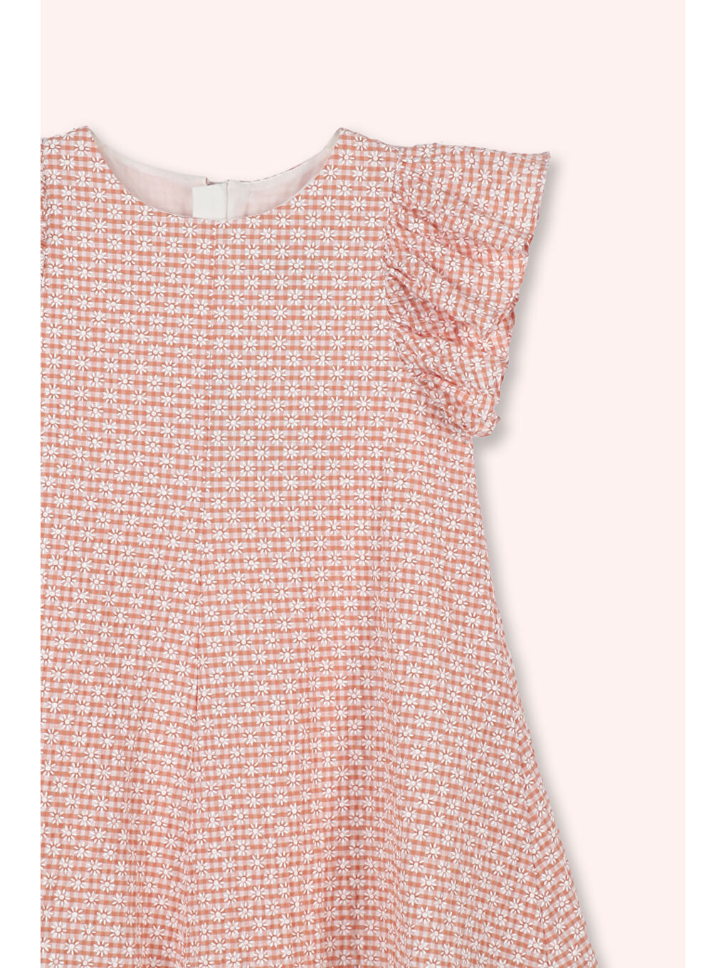 Pembe Kız Çocuk Çiçek Desenli Elbise Somon-1