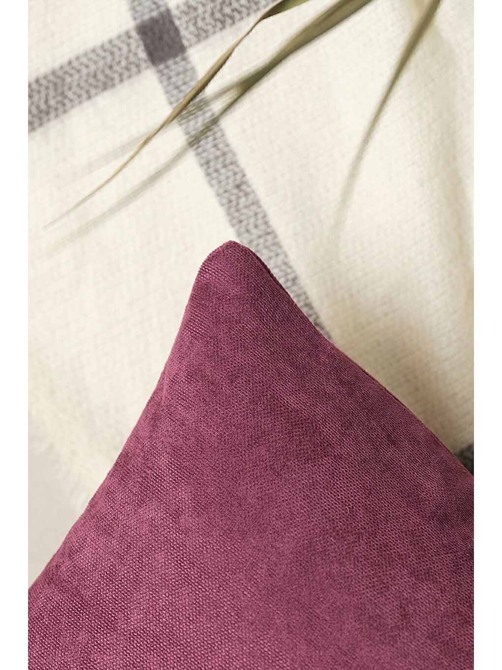 Mürdüm Kırlent Kılıfı Dekoratif Sade Panoroma 112-1