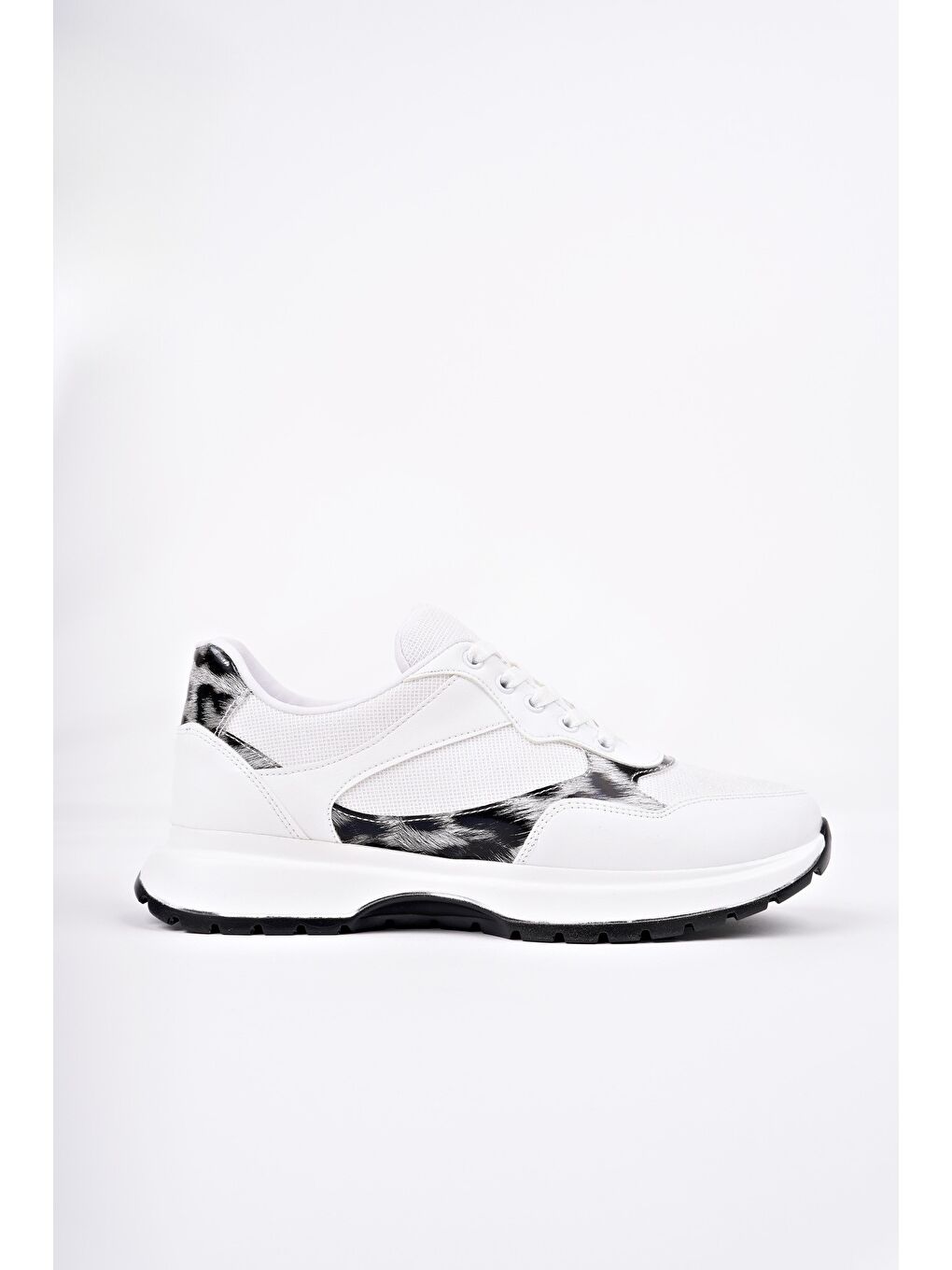 Beyaz MELODY Kadın Kalın Taban Günlük Desenli Bağcıklı Sneaker Spor Ayakkabı-5