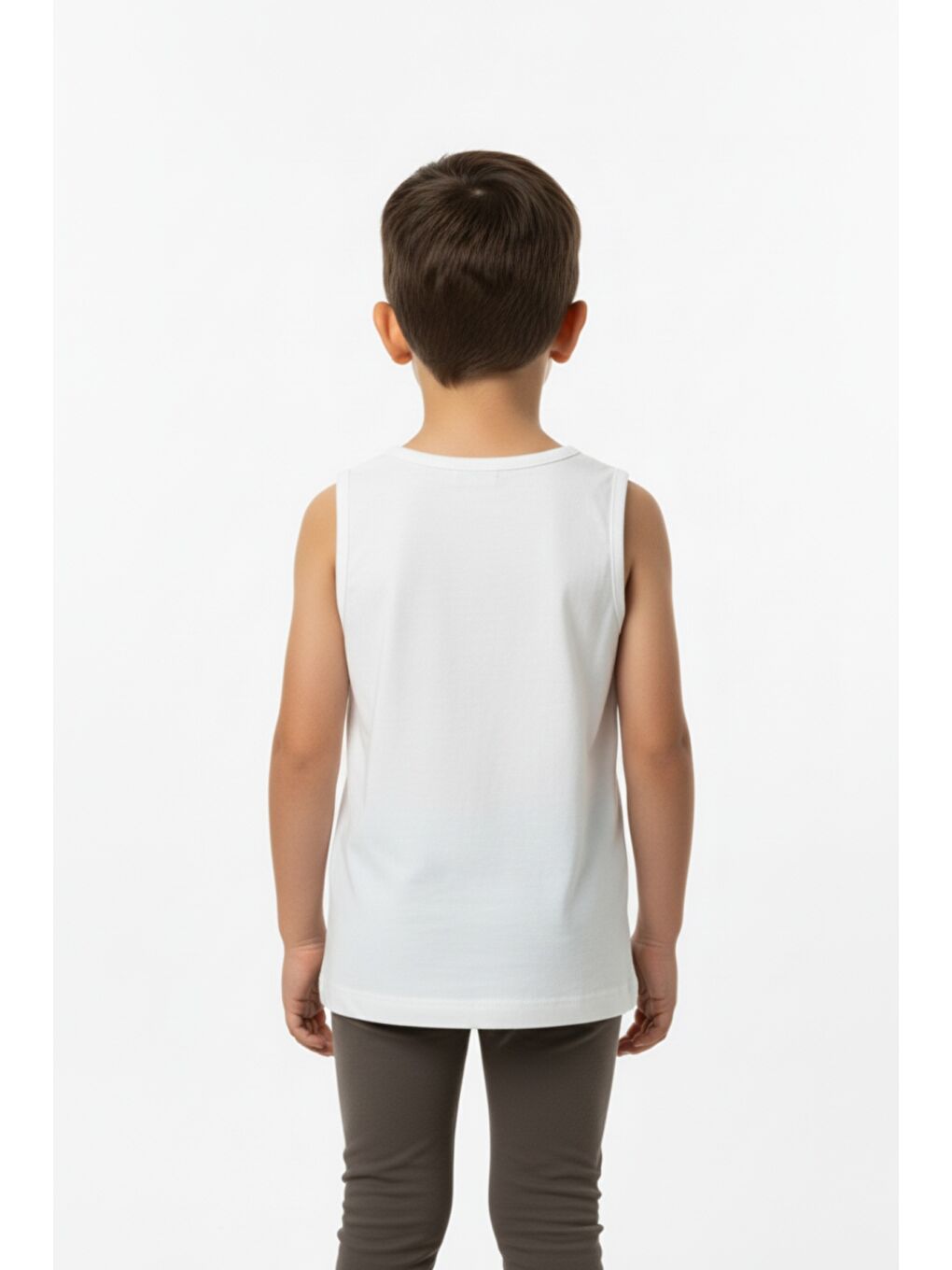 Ekru Erkek Çocuk Cepli Balık Baskılı Atlet-3