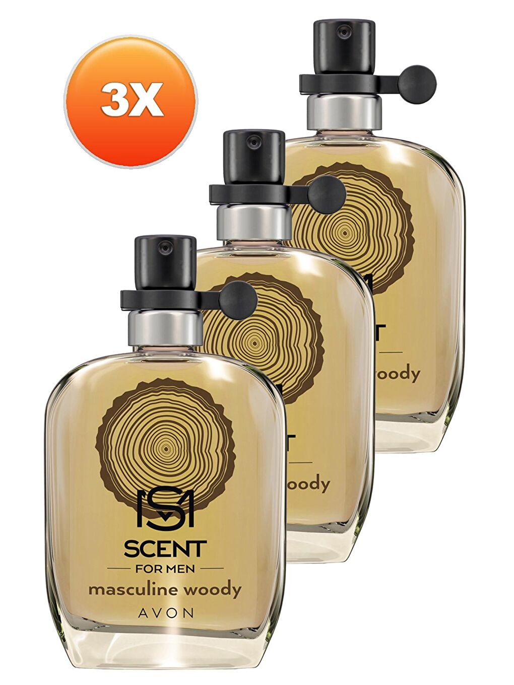 AVON Renksiz Scent Masculine Woody Erkek Parfüm Edt 30 Ml. Üçlü Set - 1