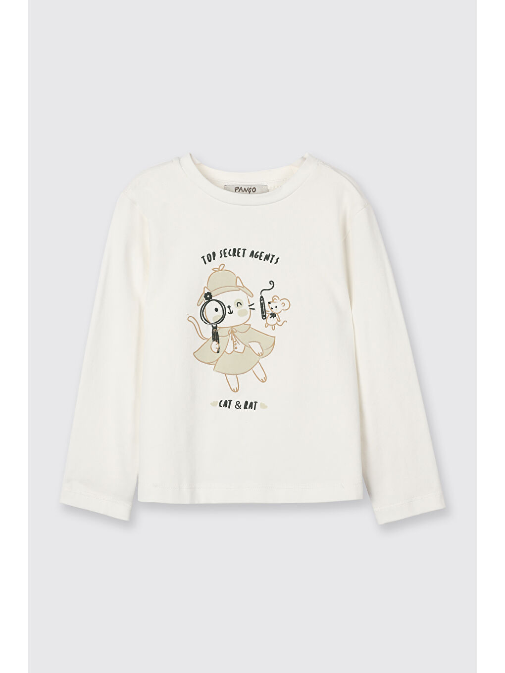 Kız Çocuk Baskı Detaylı T-Shirt Ekru