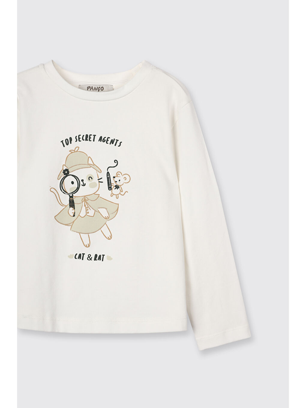 Kız Çocuk Baskı Detaylı T-Shirt Ekru-2