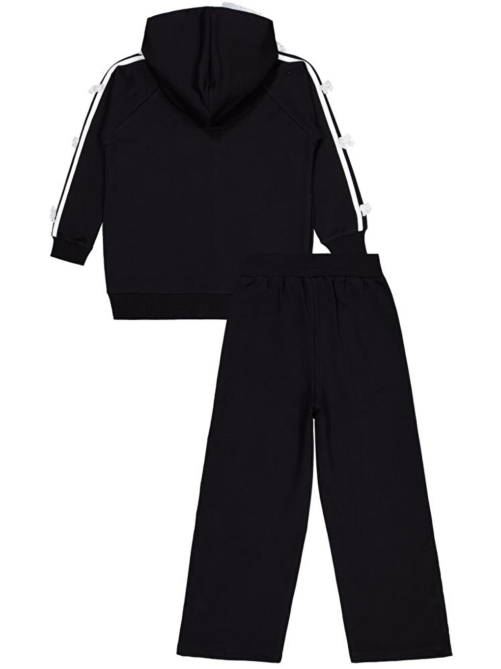 Siyah Girls Şeritli Fiyonklu 6-9 Yaş Eşofman Takımı-1