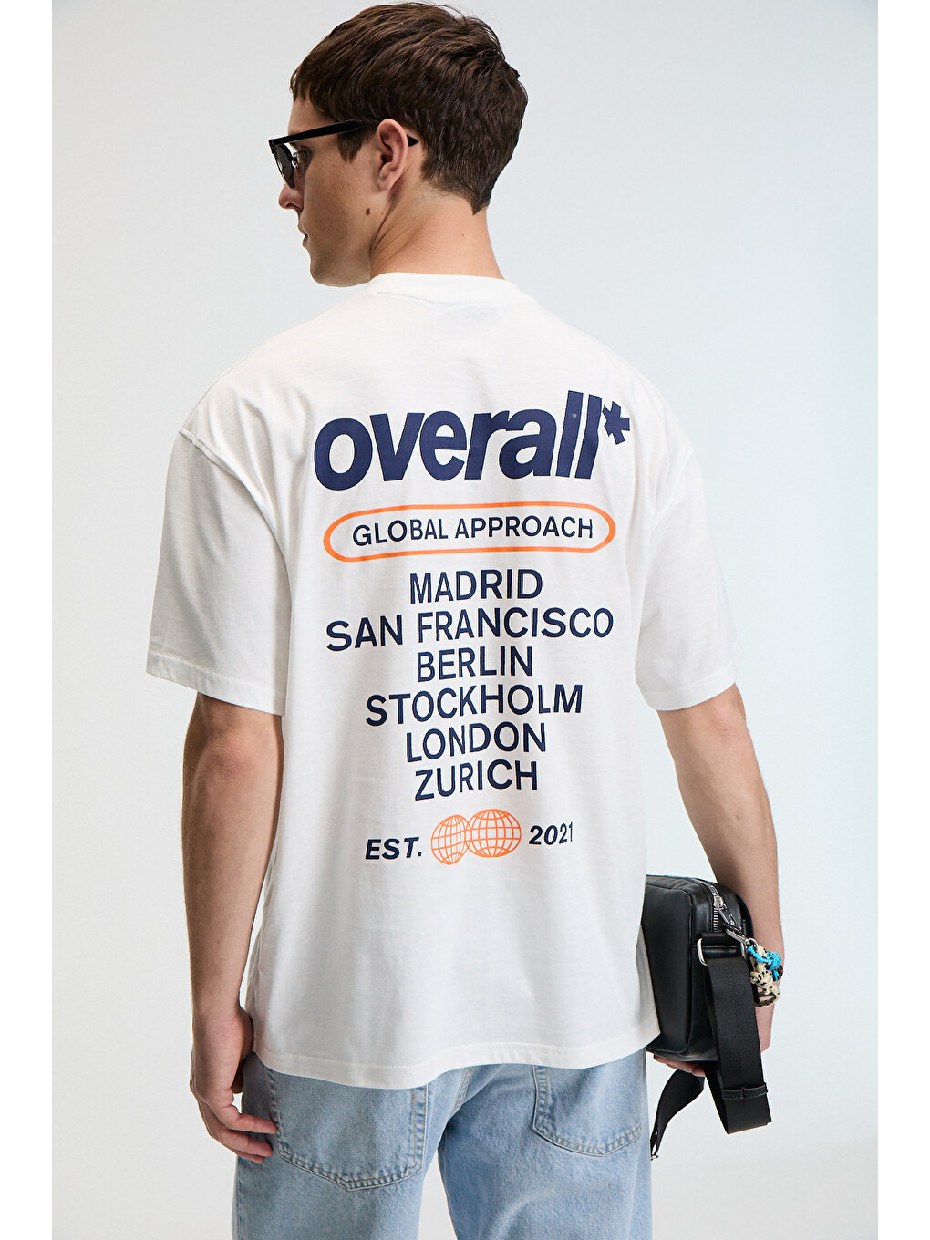 Erkek %100 Pamuk Oversize Fit Baskılı Kısa Kollu Yuvarlak Yakalı Ekru Tişört-4