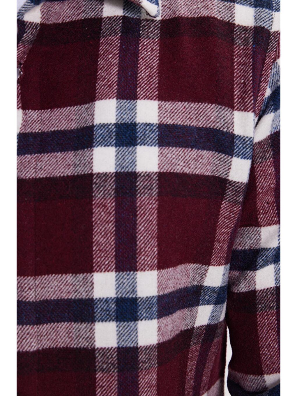 Bordo Erkek Slim Fit Dar Kesim Kareli Kışlık Oduncu Gömlek-4