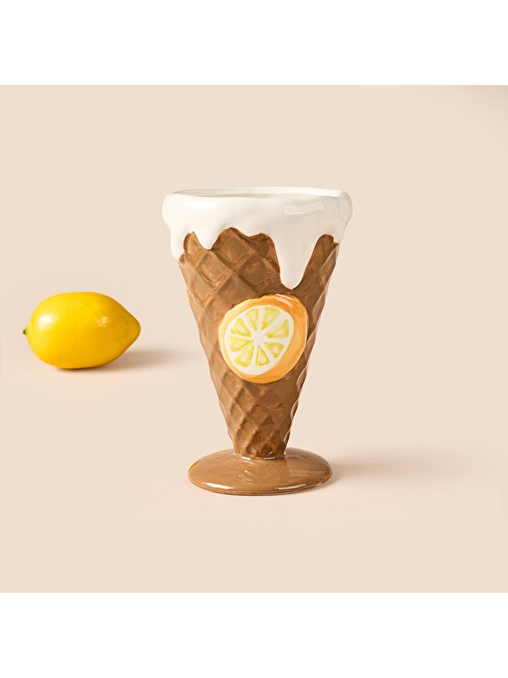 Kitchen Portakal Desenli Seramik Dondurmalık - Kahverengi-1