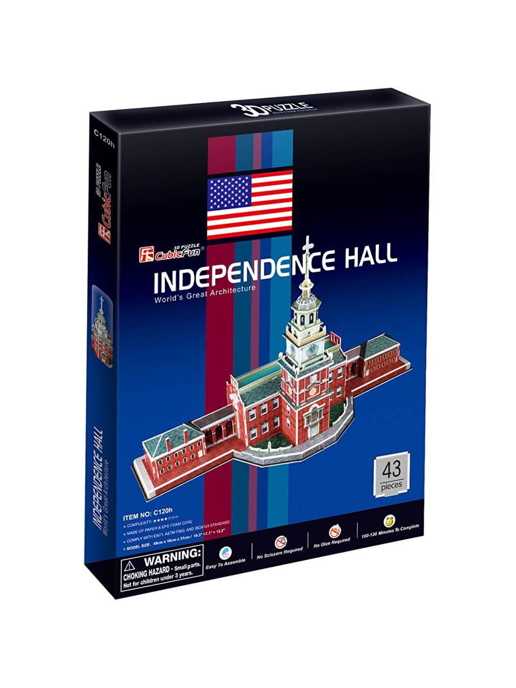 Cubic Fun Karışık 3D 43 Parça Puzzle Independence Hall Bağımsızlık Salonu - 3