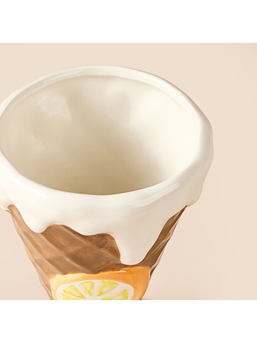 Kitchen Portakal Desenli Seramik Dondurmalık - Kahverengi-2