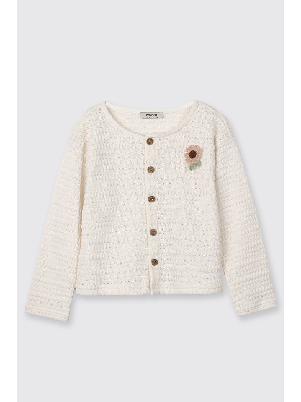 Kız Çocuk Aplike Detaylı Hırka Ekru-2