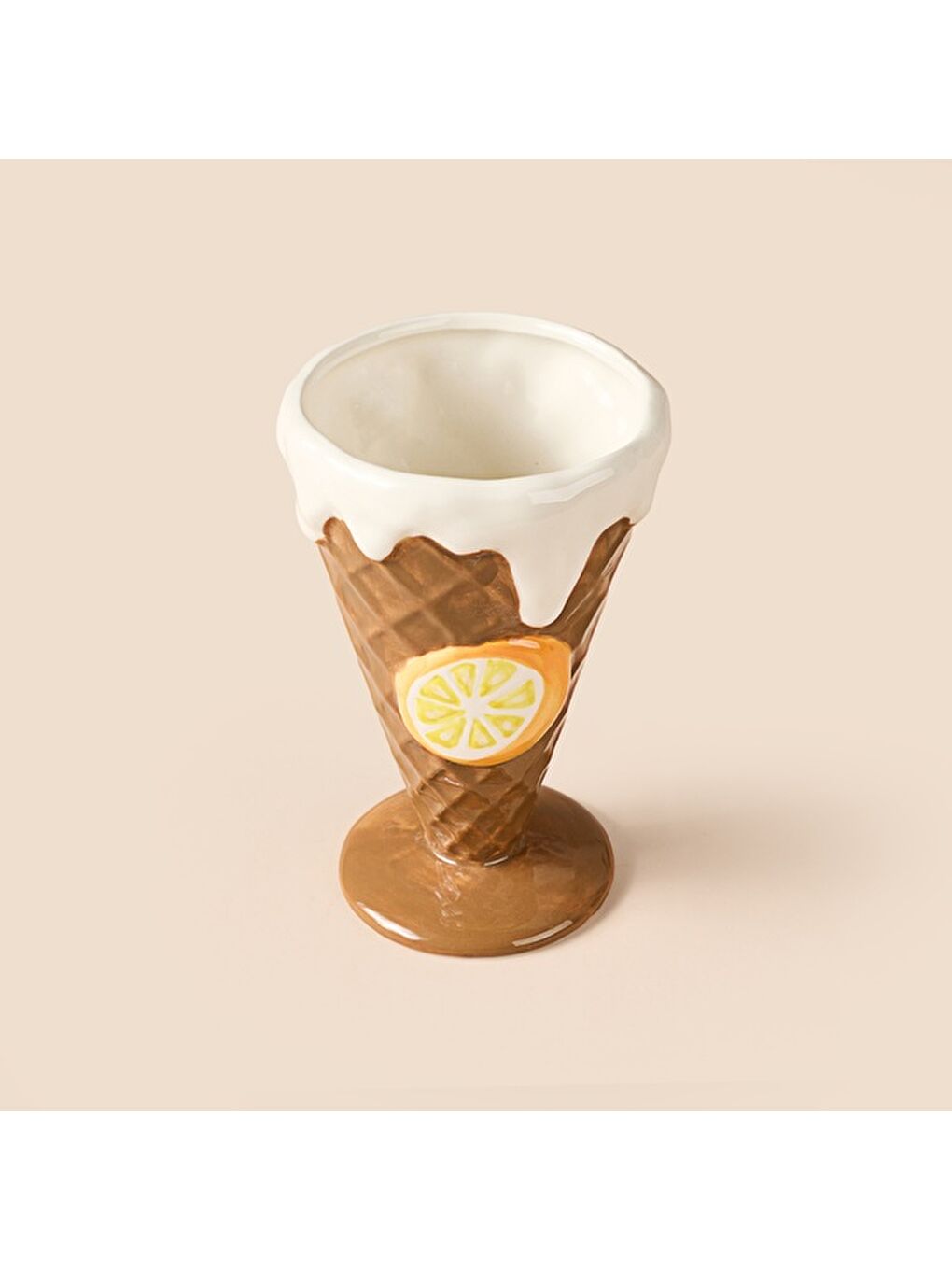 Kitchen Portakal Desenli Seramik Dondurmalık - Kahverengi-3