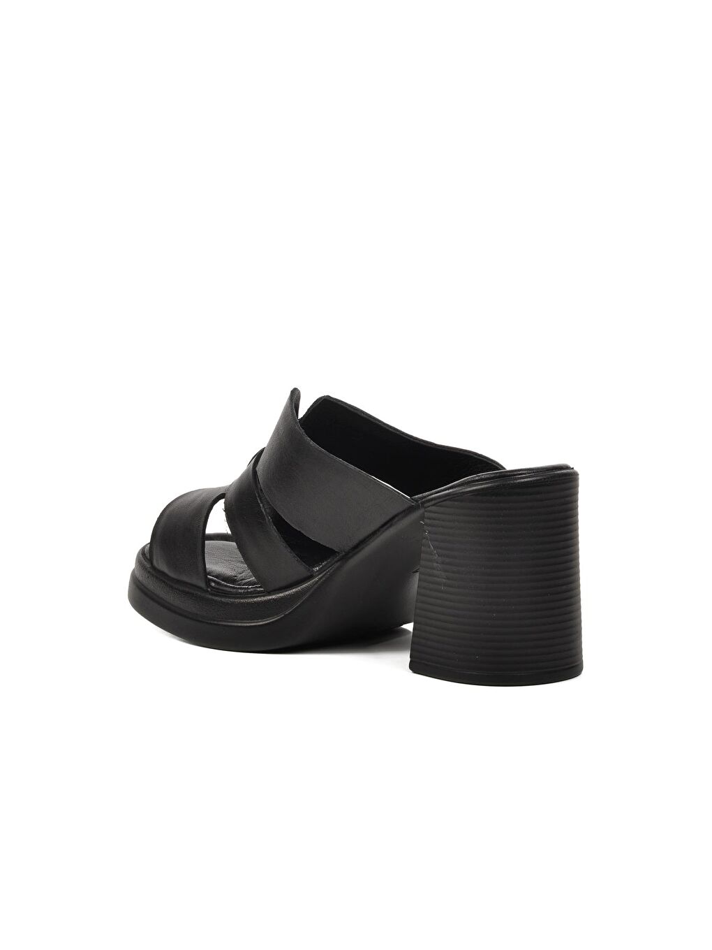 Siyah Hakiki Deri Kadın Topuklu Terlik 2413403Y-3