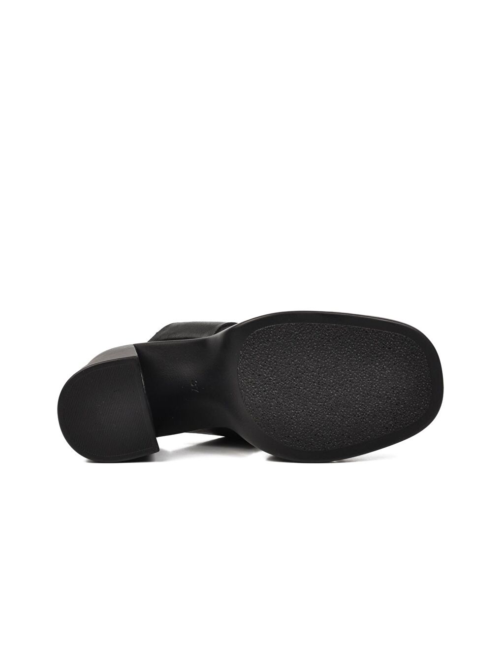 Siyah Hakiki Deri Kadın Topuklu Terlik 2413403Y-4