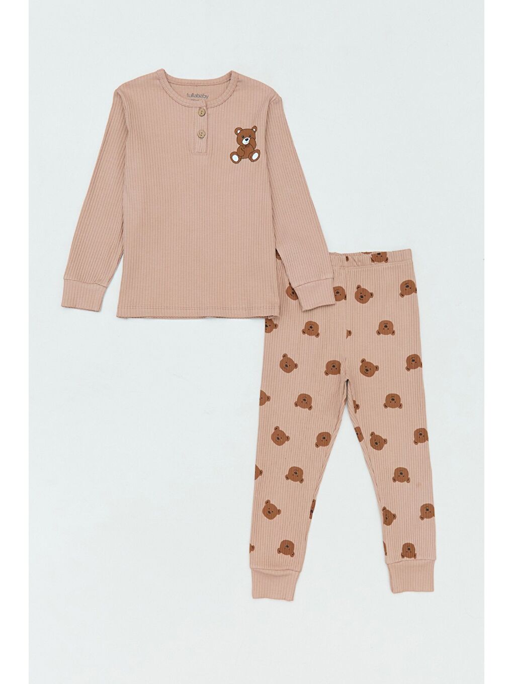 Kahverengi Fitilli Ayıcık Baskılı 2 Li Erkek Çocuk Takım