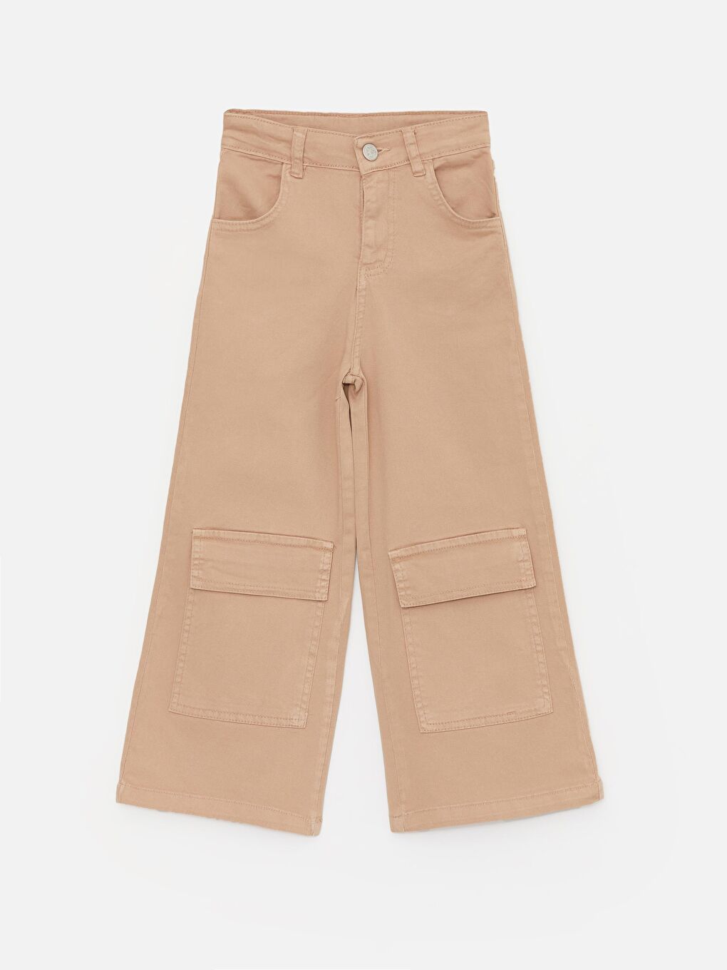 Bej Kız Çocuk Ön ve Arka Cepli Jean Pantolon