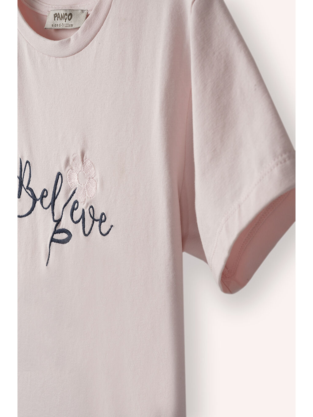 Kız Çocuk Nakış Detaylı T-Shirt Pembe-1