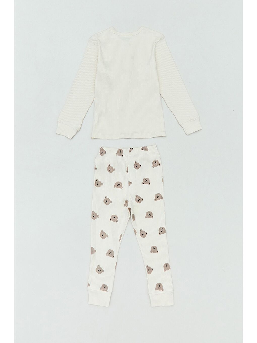 Ekru Fitilli Ayıcık Baskılı 2 Li Erkek Çocuk Takım-1