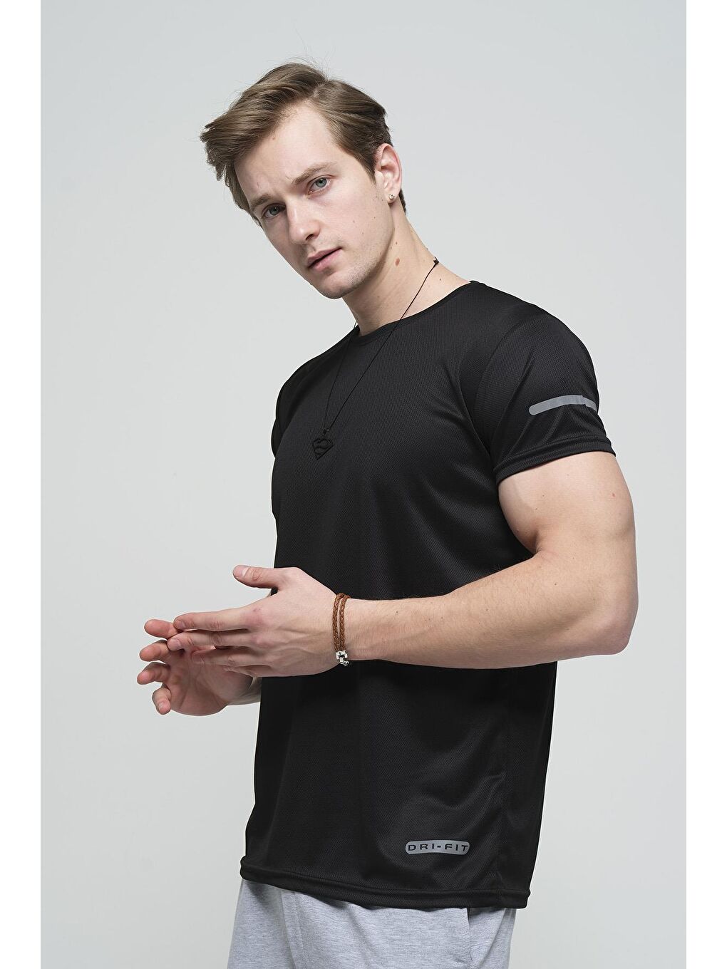 Oksit Siyah Cappi Mikro Polyester Slim Fit Performans Antrenman Sporcu Erkek Tişört