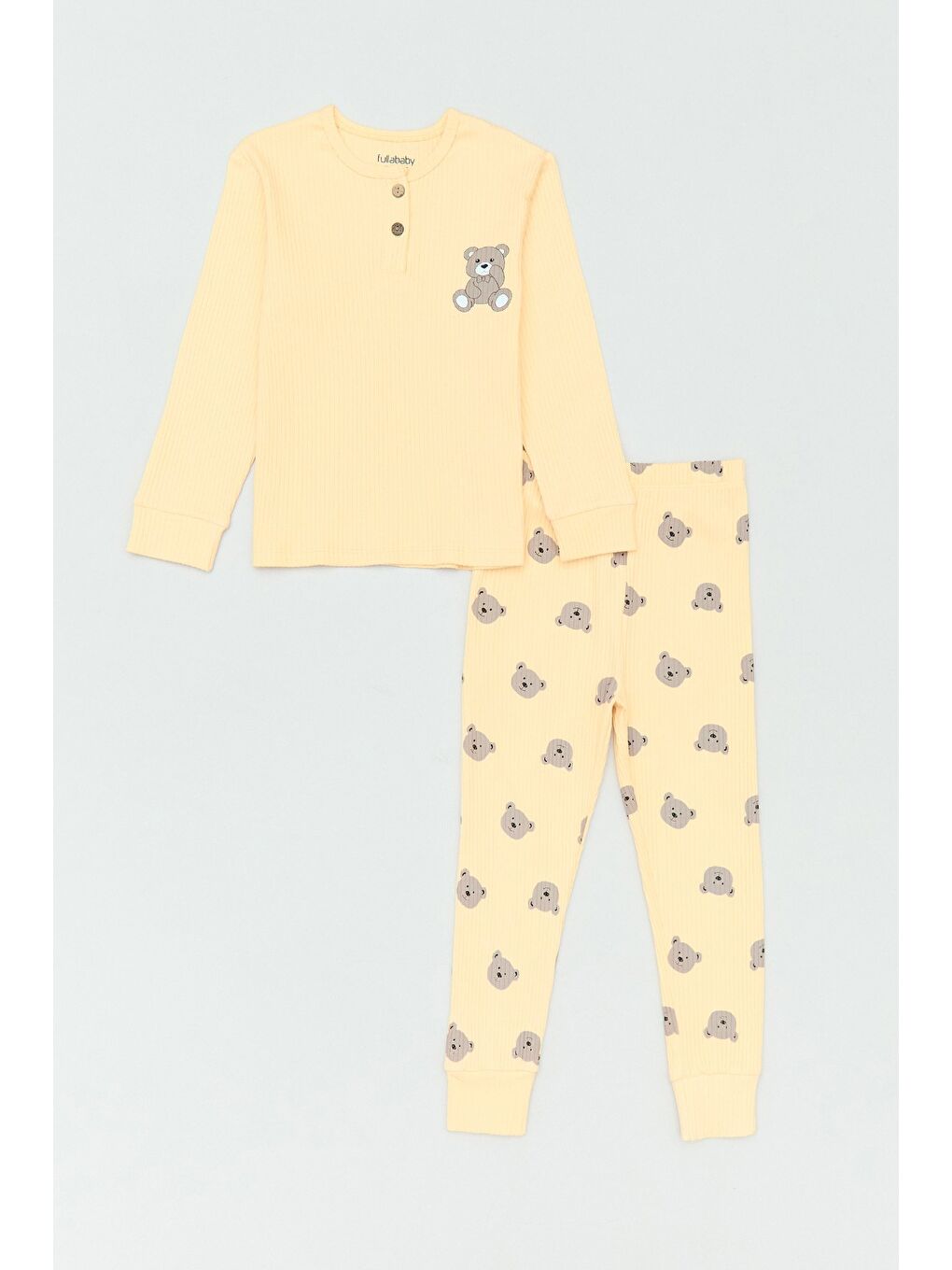 Sarı Fitilli Ayıcık Baskılı 2 Li Erkek Çocuk Takım