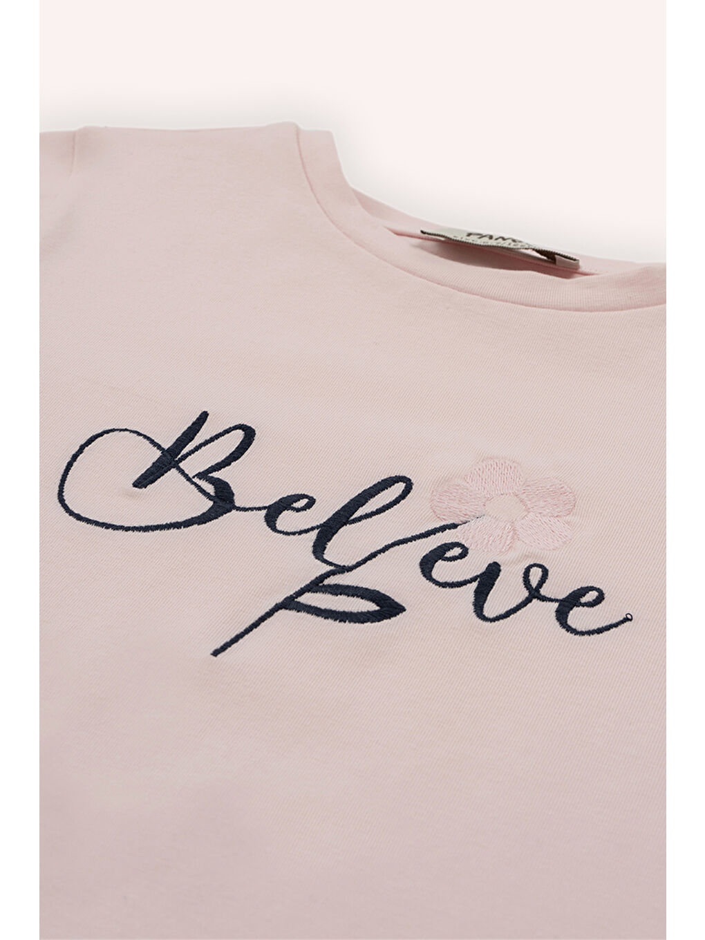 Kız Çocuk Nakış Detaylı T-Shirt Pembe-3